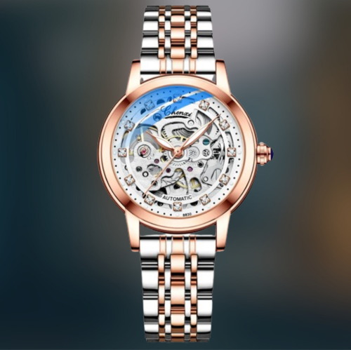 Montre Squelette Femme Acier Rosé