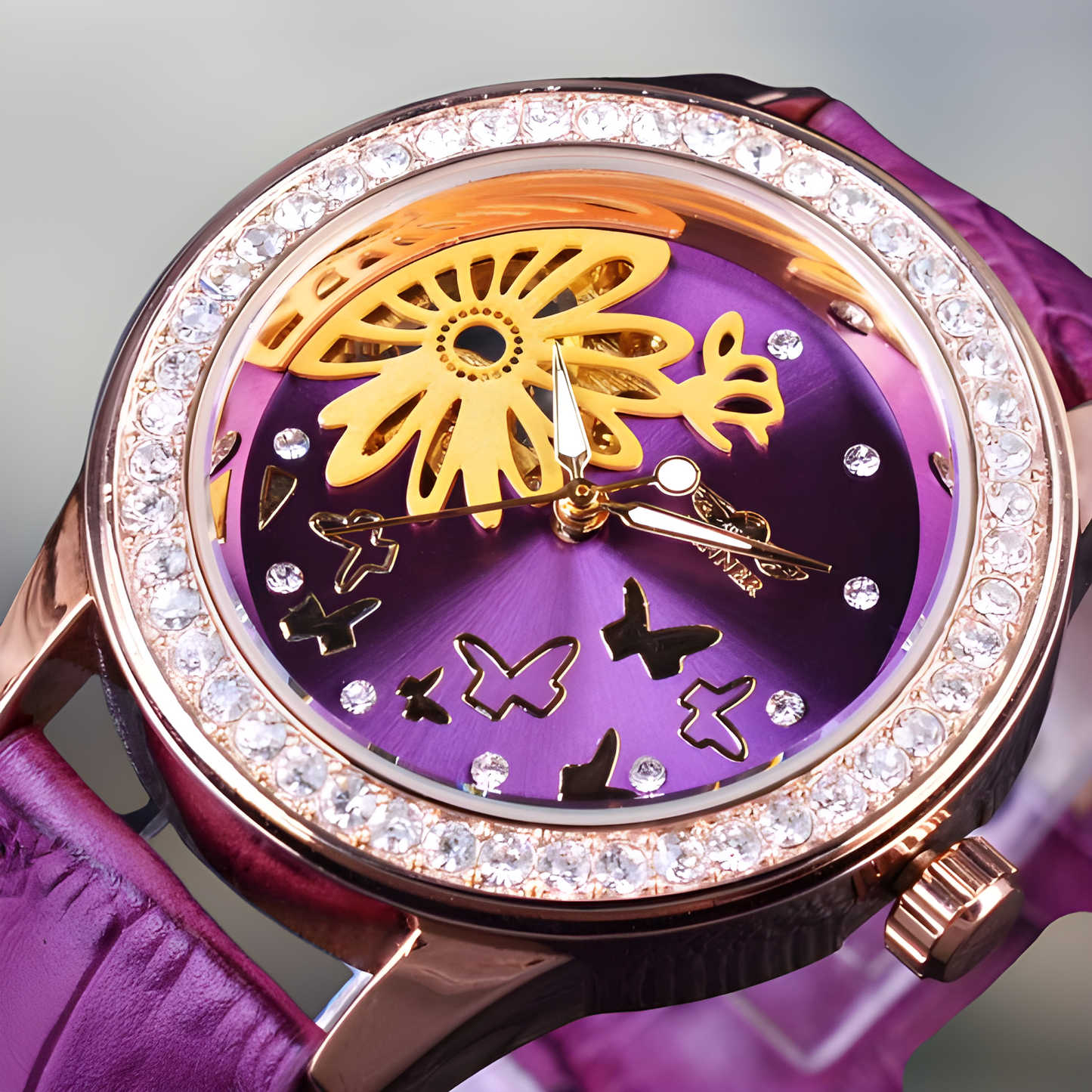 Montre Squelette Femme Violette