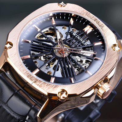 Montre Squelette Homme Cadran Octogonal