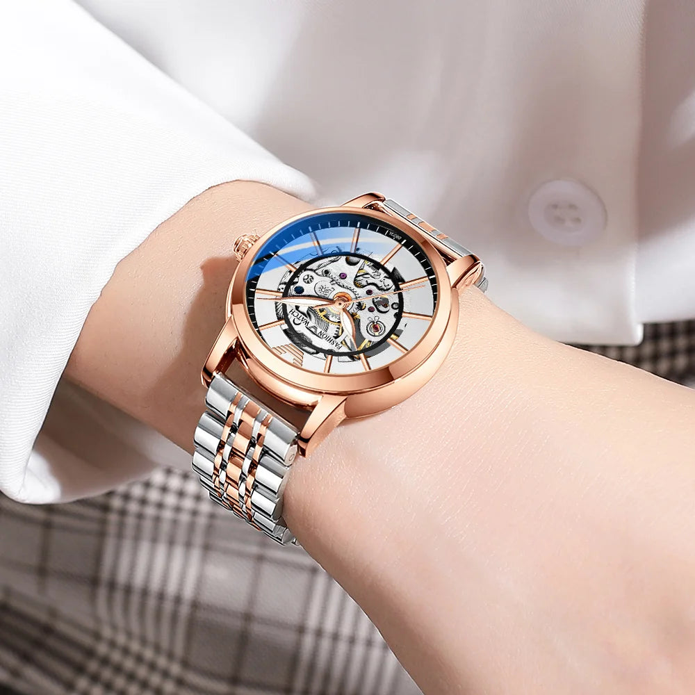 Montre Squelette Femme Cadran Cuivre