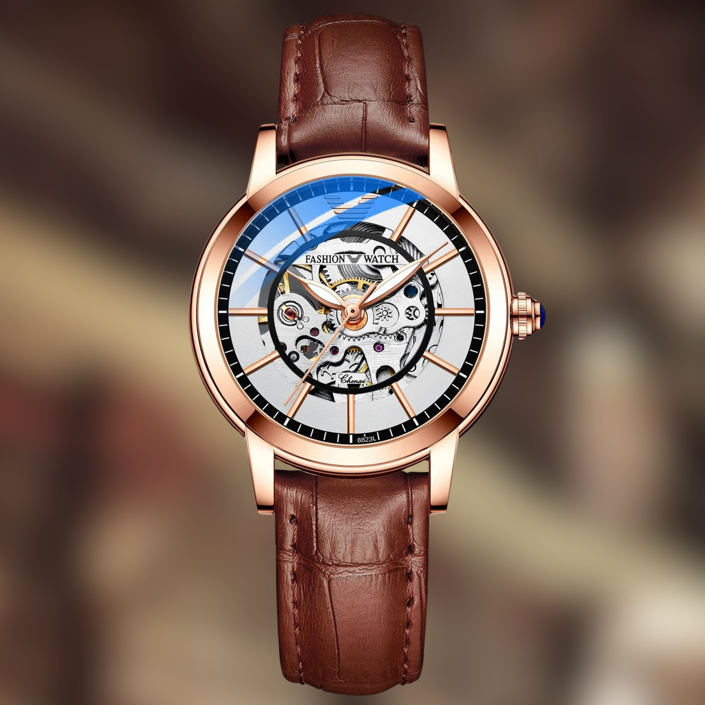 Montre Squelette Femme Cadran Cuivre