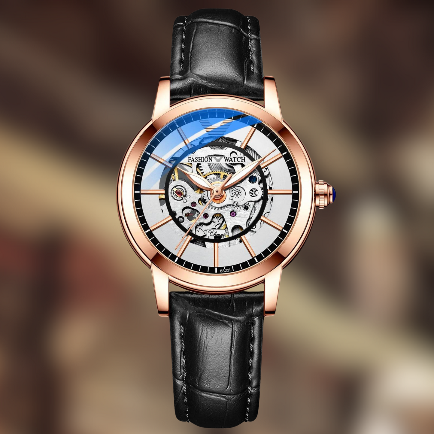 Montre Squelette Femme Cadran Cuivre