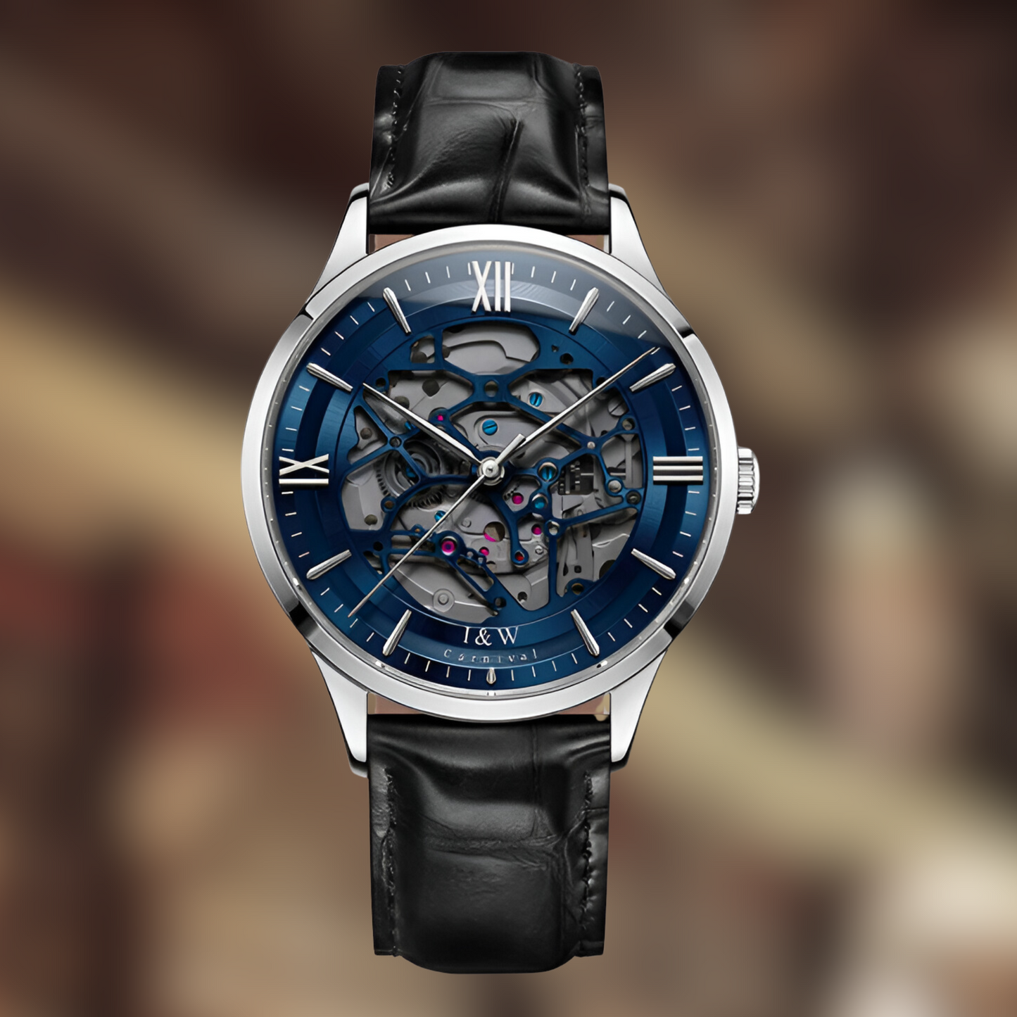 Montre Squelette Homme Mécanisme Acier