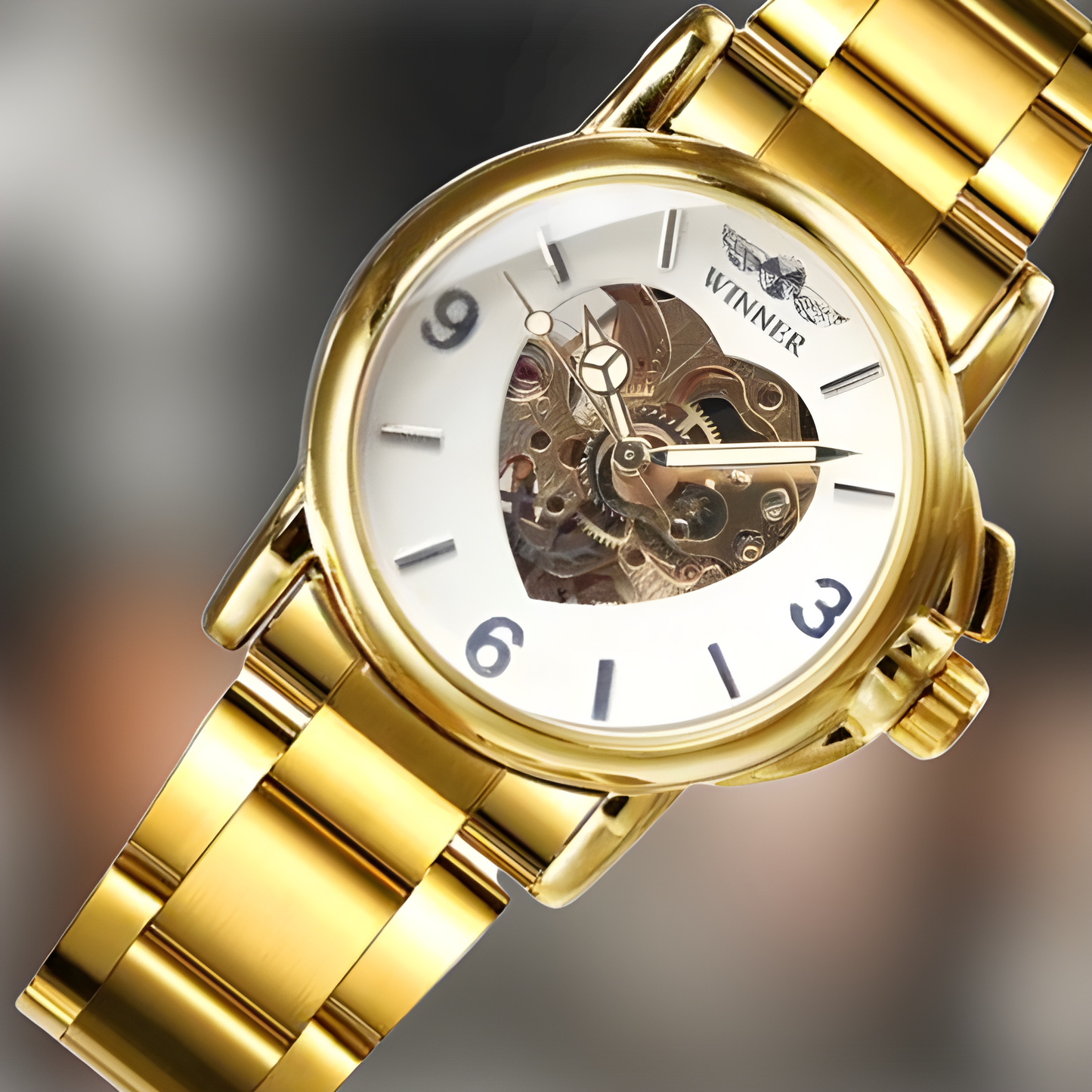 Montre Squelette Femme Coeur Blanc