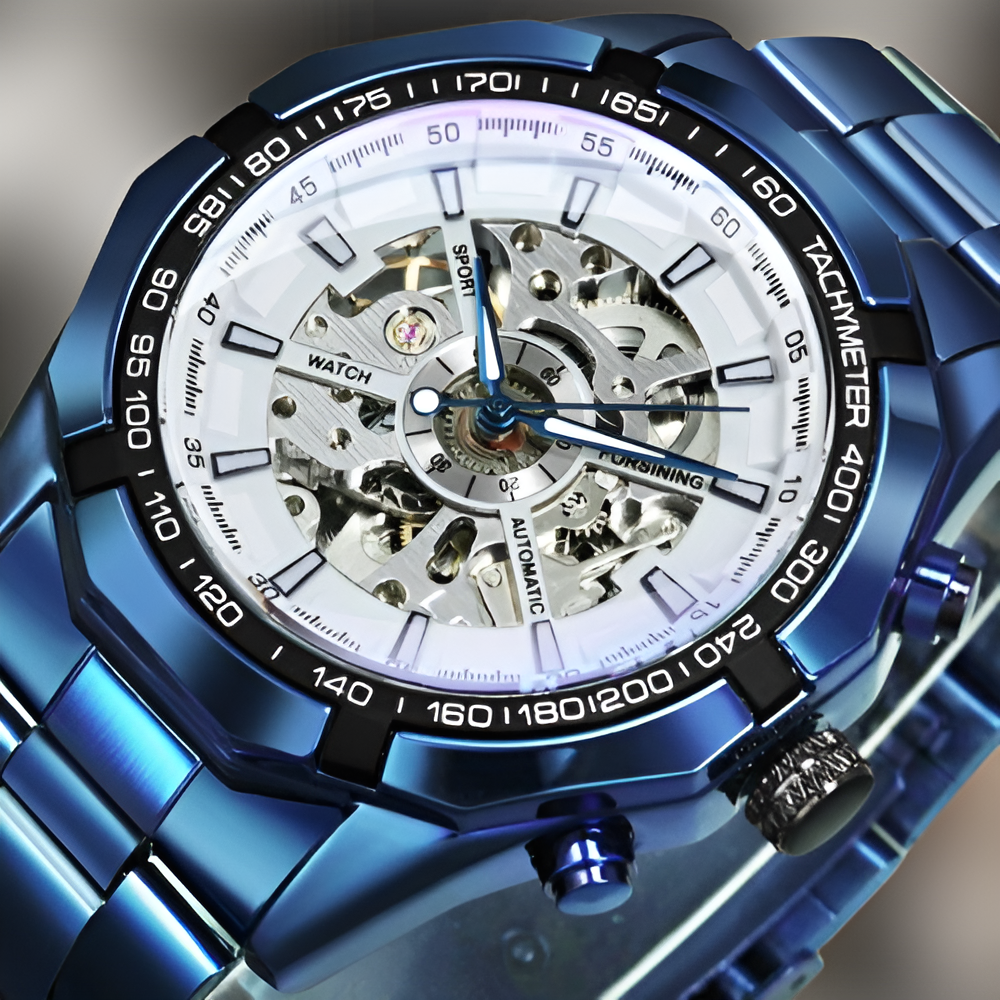 Montre Squelette Homme Bleue