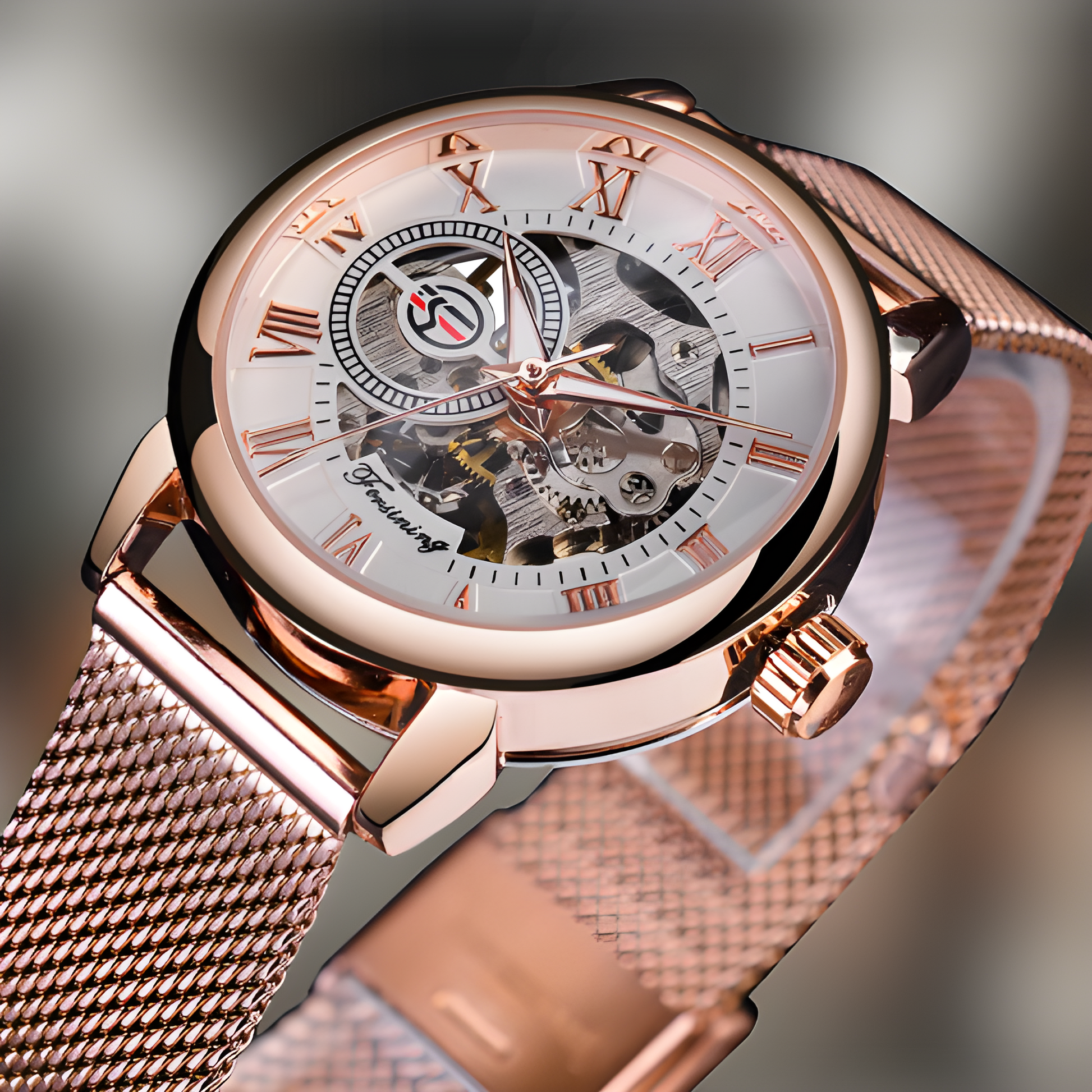 Montre Squelette Femme Rose