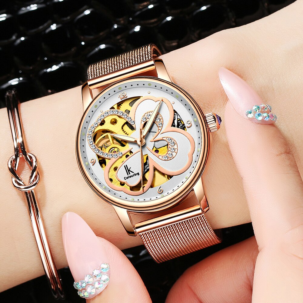 Montre Squelette Femme Floral