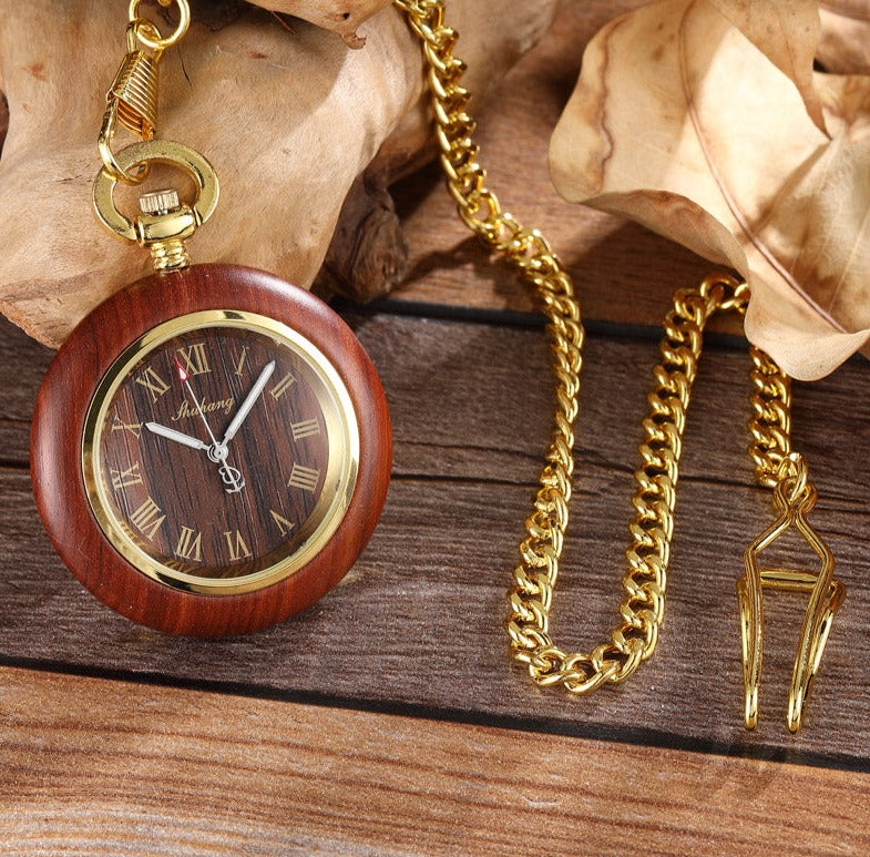 Montre de Poche Bois Victorien - Montre Squelette