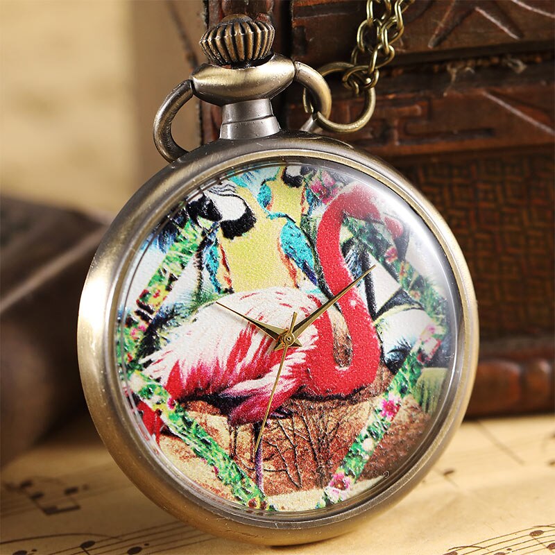 Montre de Poche Flamant Rose