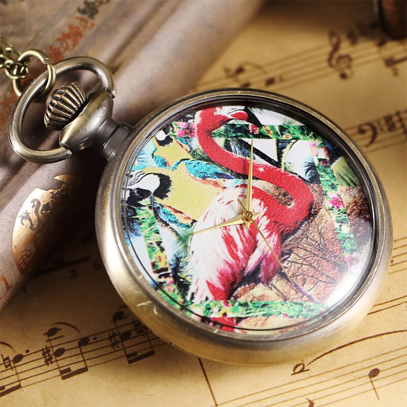 Montre de Poche Flamant Rose - Montre Squelette