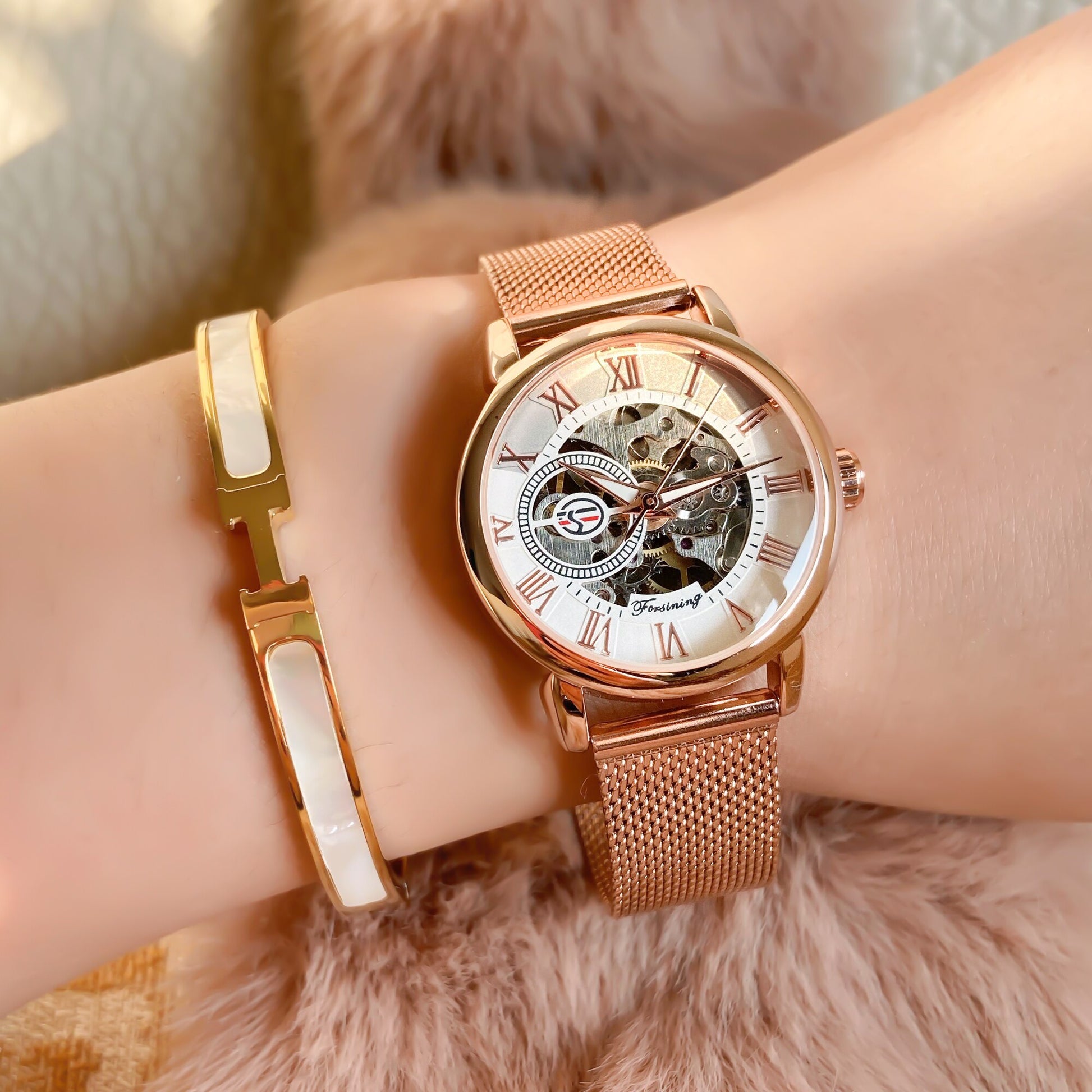 Montre Squelette Femme - Rose - Montre Squelette