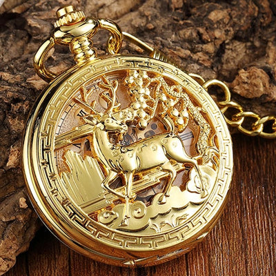 Montre à Gousset Cerf Doré Antique