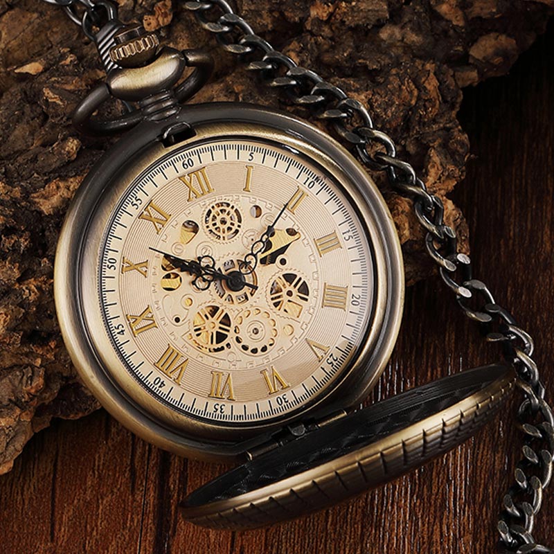 Montre à Gousset Steampunk Bois - Montre Squelette